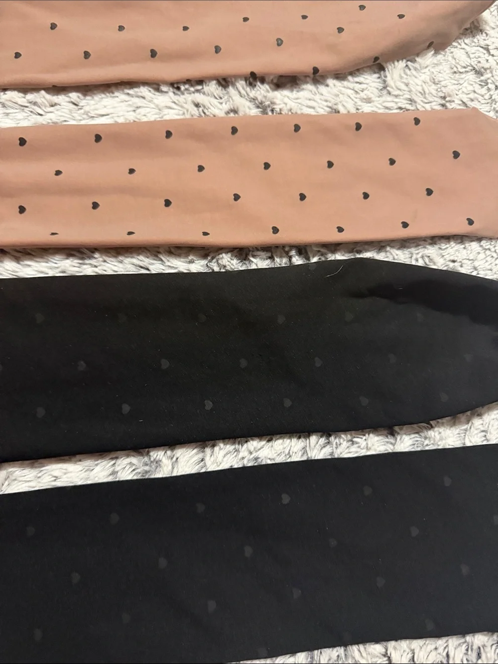 Womens heavy duty Patterned Tights - Black and Nude hearts and dots -bows 5